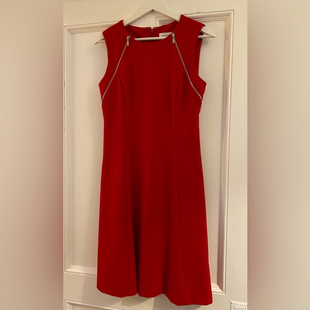 Calvin Klein knee length red dress